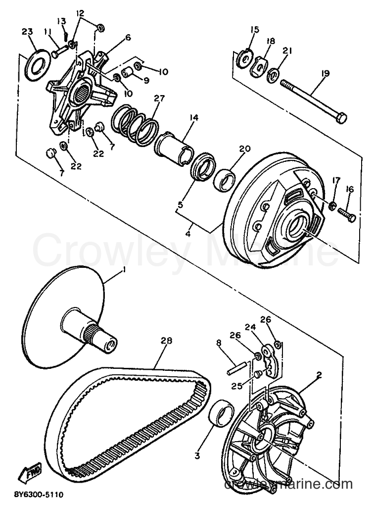 1996 Snowmobile ET340TRK - ET340TRK (81N) [999] - PRIMARY SHEAVE