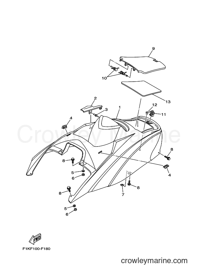 ENGINE HATCH 1 - 2007 WaveRunner VX1100 VX1100 (F1KF) [020] | Crowley ...