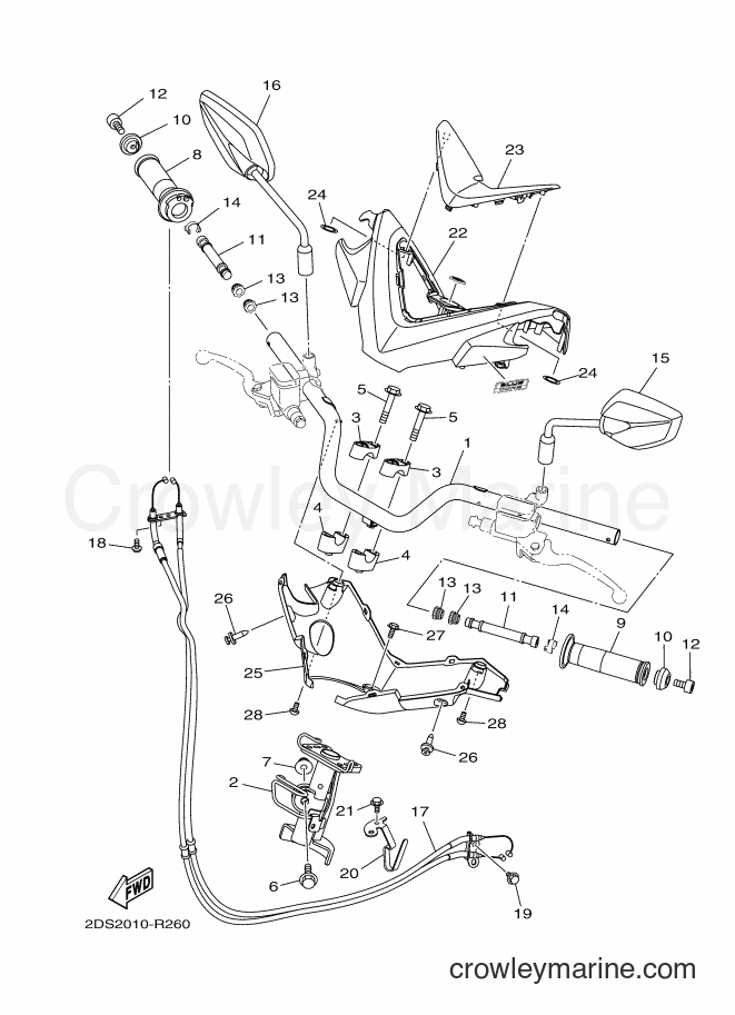 Yamaha Motors NMAX125 (2DS2) [010] - STEERING HANDLE & CABLE