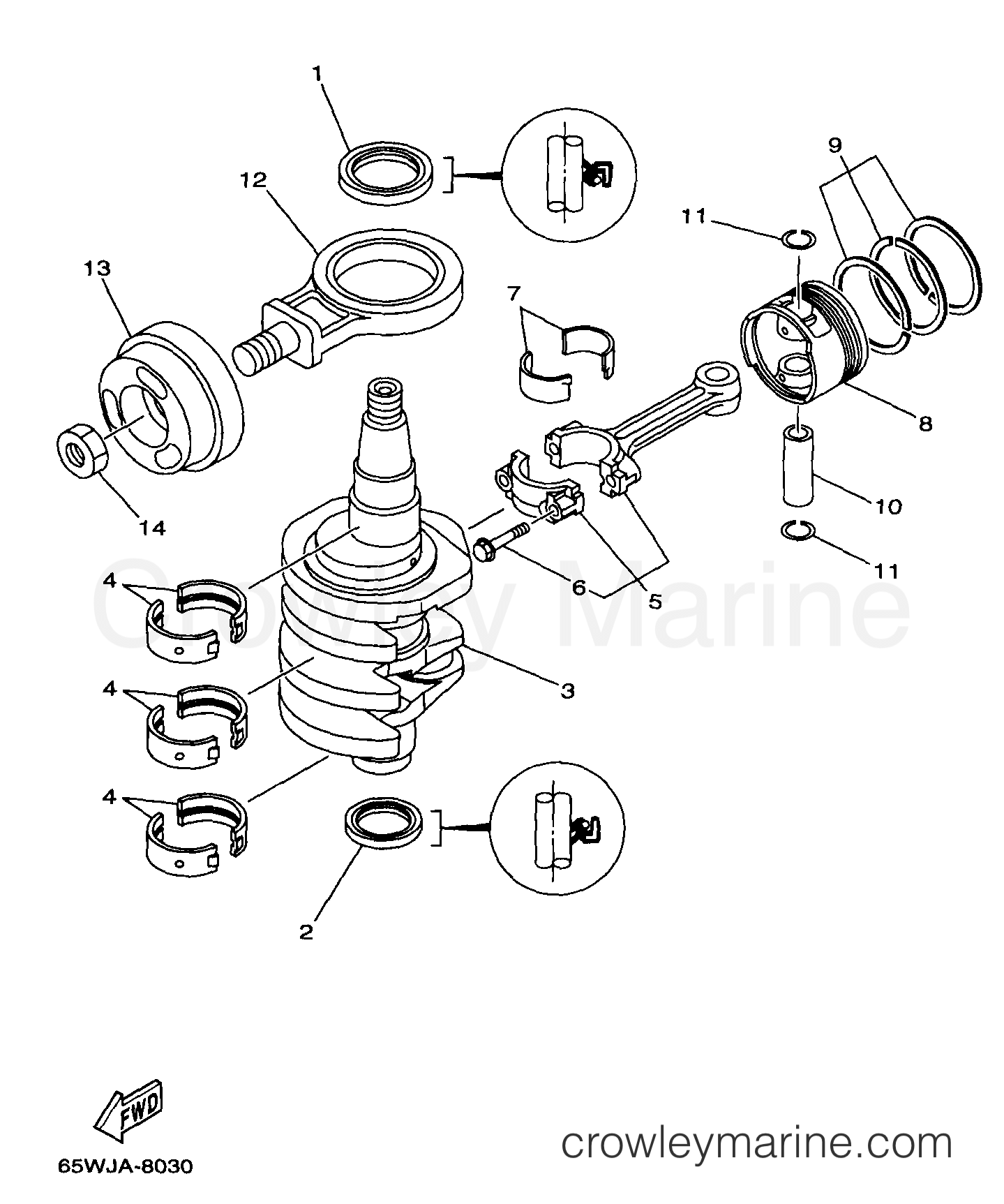 Yamaha Motors F25ESHW - CRANKSHAFT PISTON