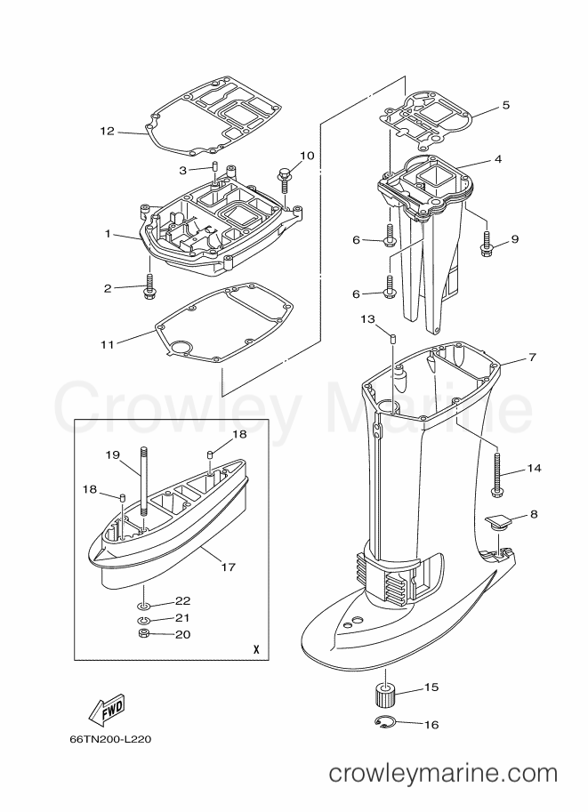 Yamaha Motors 40XW (66TS) [110] - UPPER CASING
