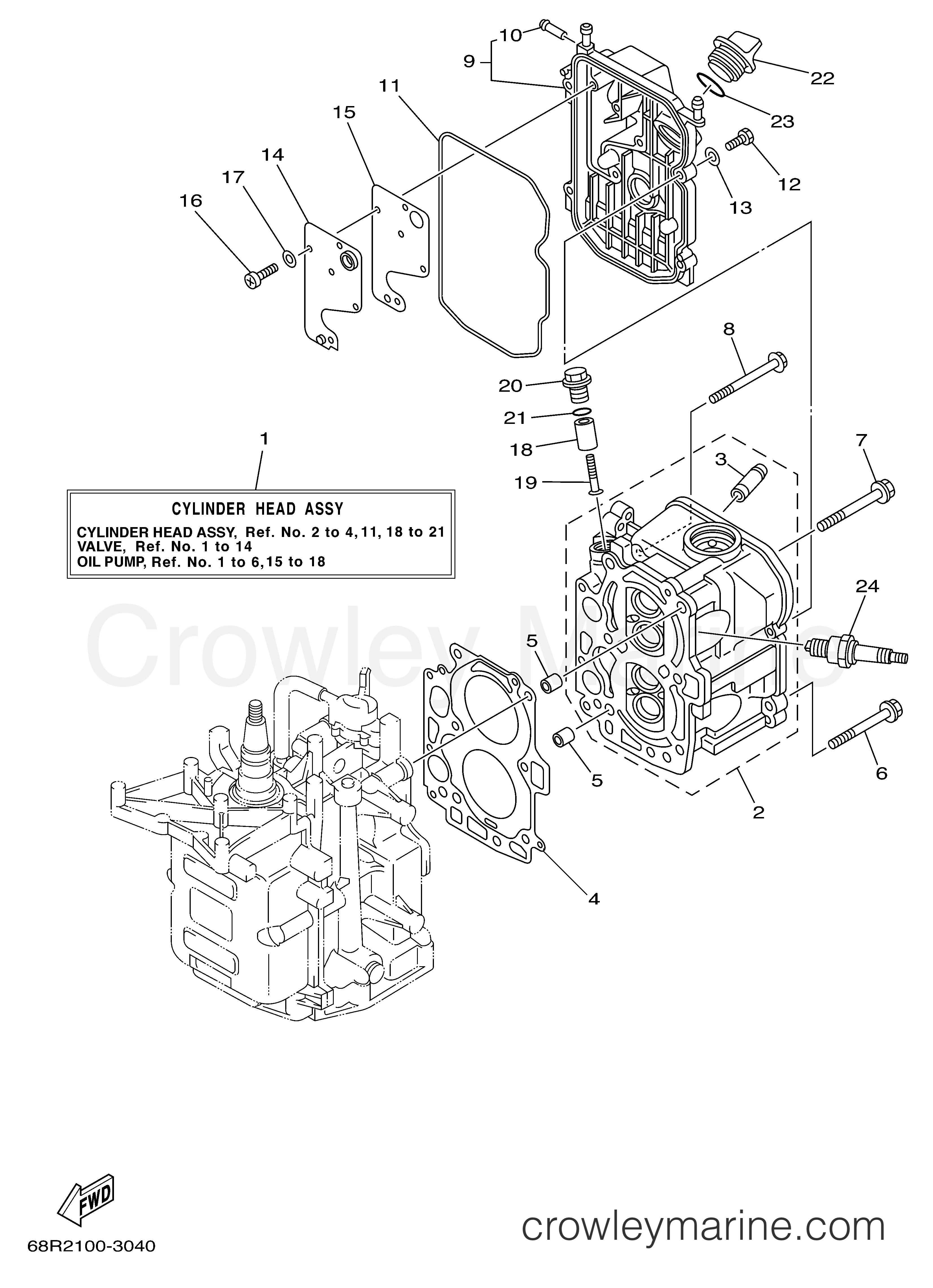Yamaha Motors T8PLHD - CYLINDER HEAD ASSY