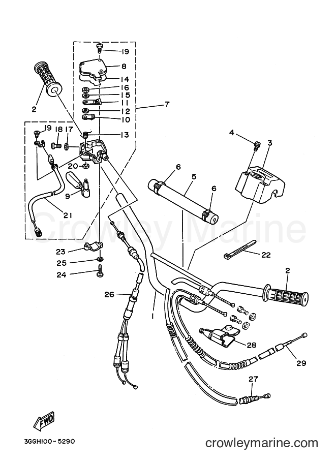 1996 ATV YFZ350 - YFZ350 (3GGL) [010] - STEERING HANDLE & CABLE
