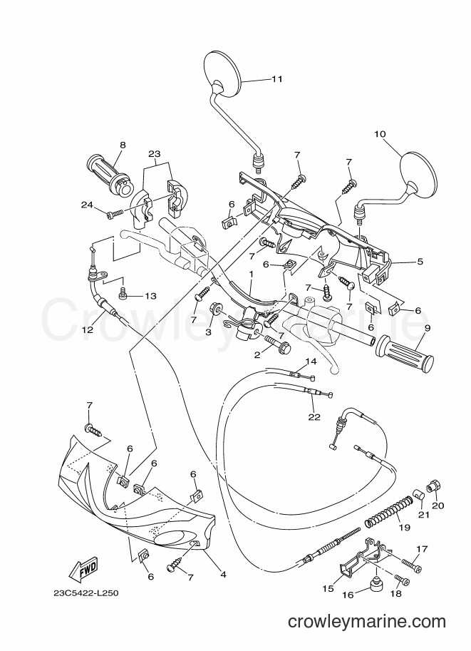Yamaha Motors AF115C (23C5) [010] - STEERING HANDLE & CABLE