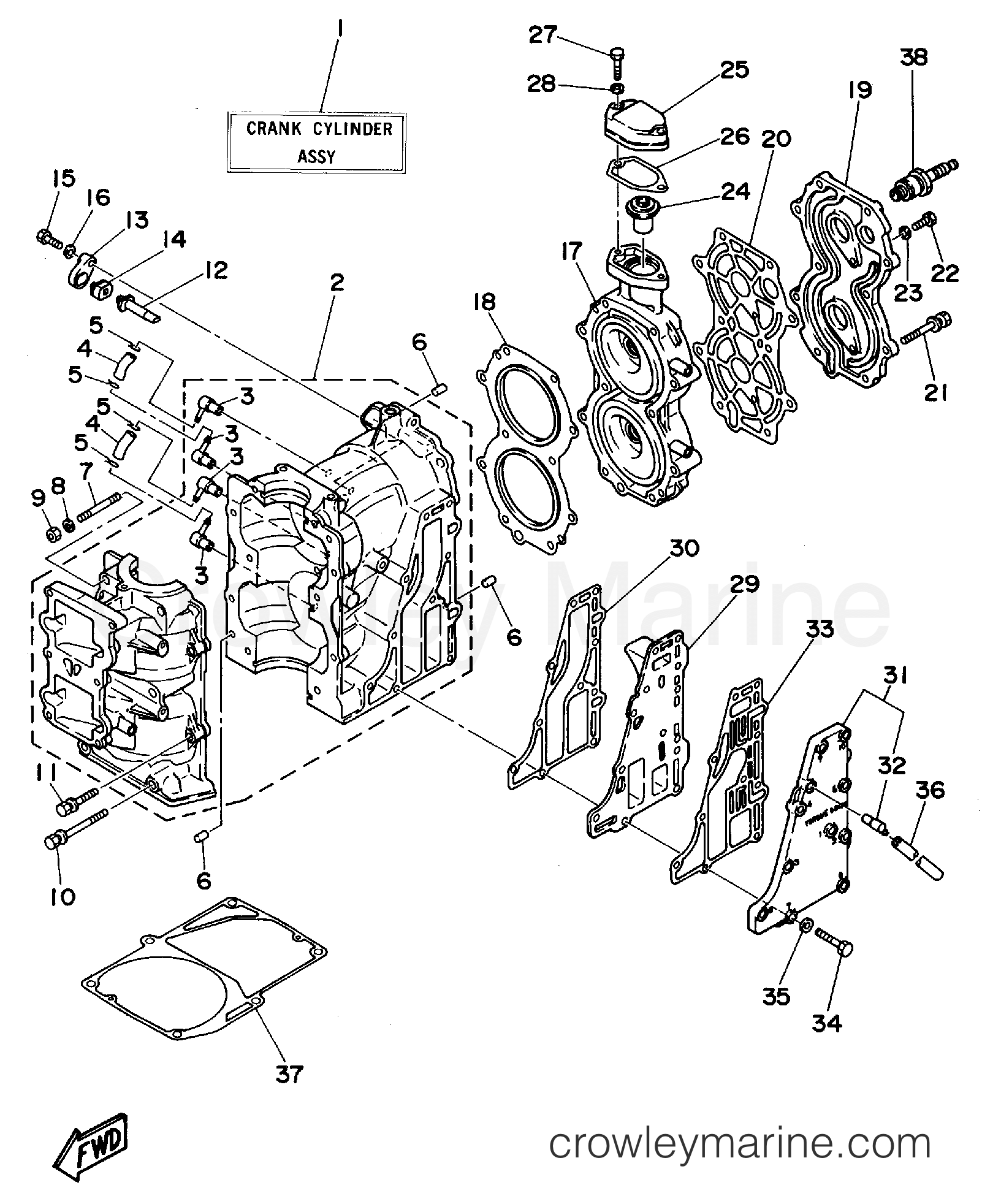 Yamaha Motors 25ELHS - CYLINDER CRANKCASE
