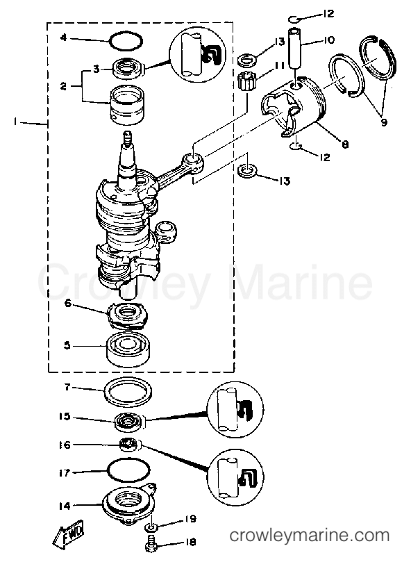 Yamaha Motors 25ESG - CRANK PISTON