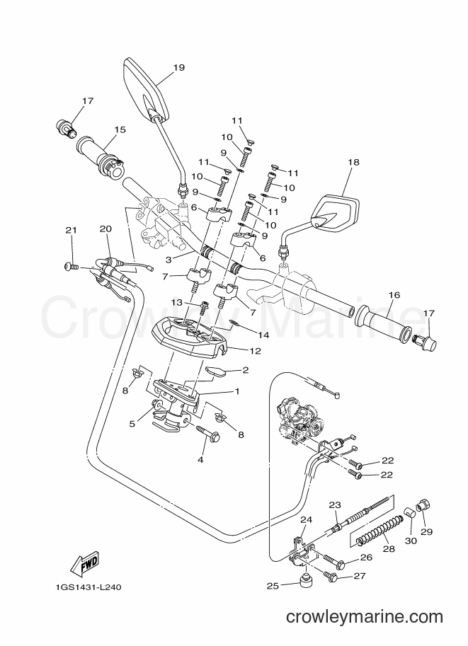 Yamaha Motors AF115FX (1GS3) [010] - STEERING HANDLE & CABLE