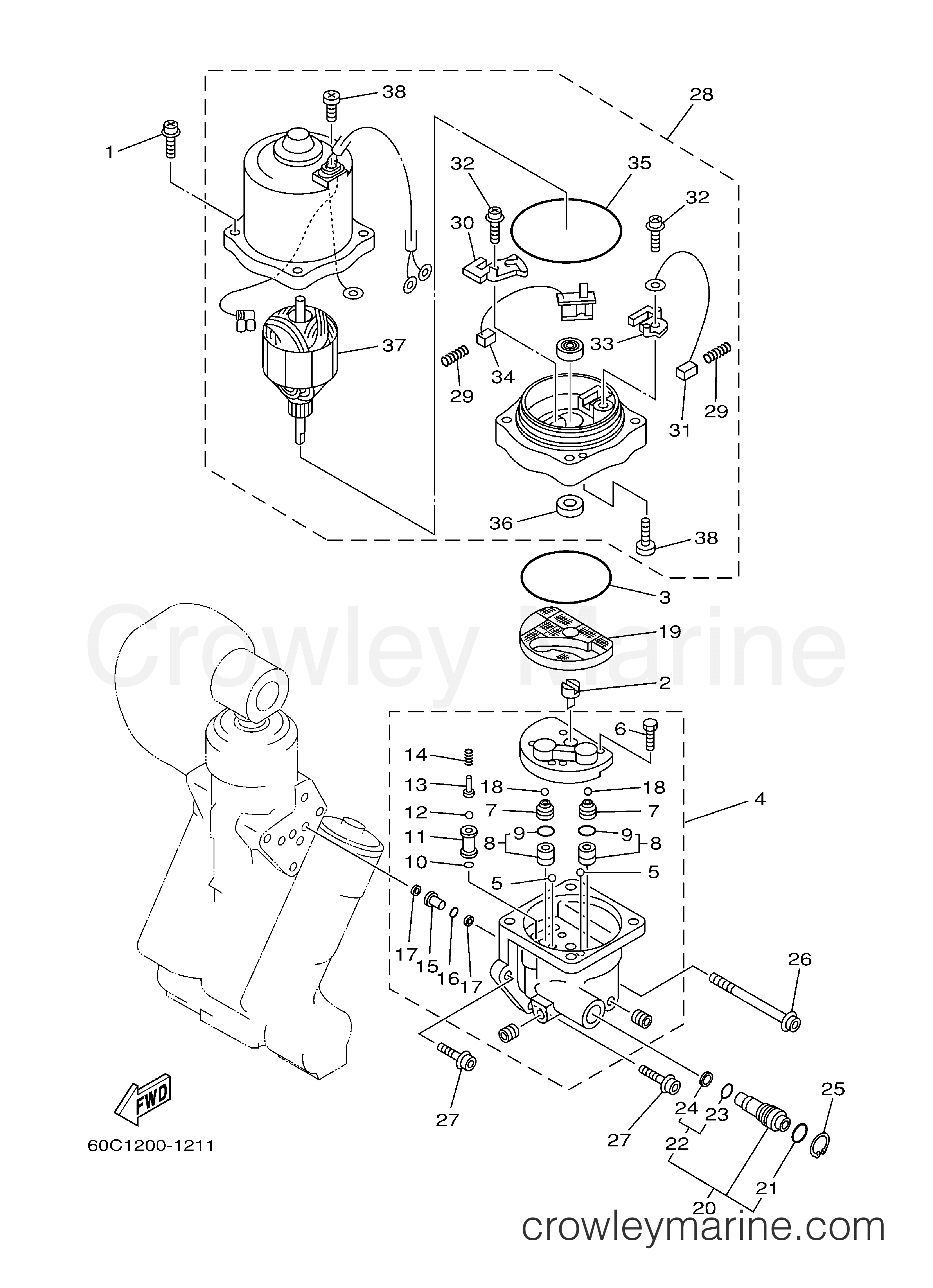 POWER TRIM TILT ASSY 2 - 2006 Yamaha Outboard 150hp F150TXR | Crowley