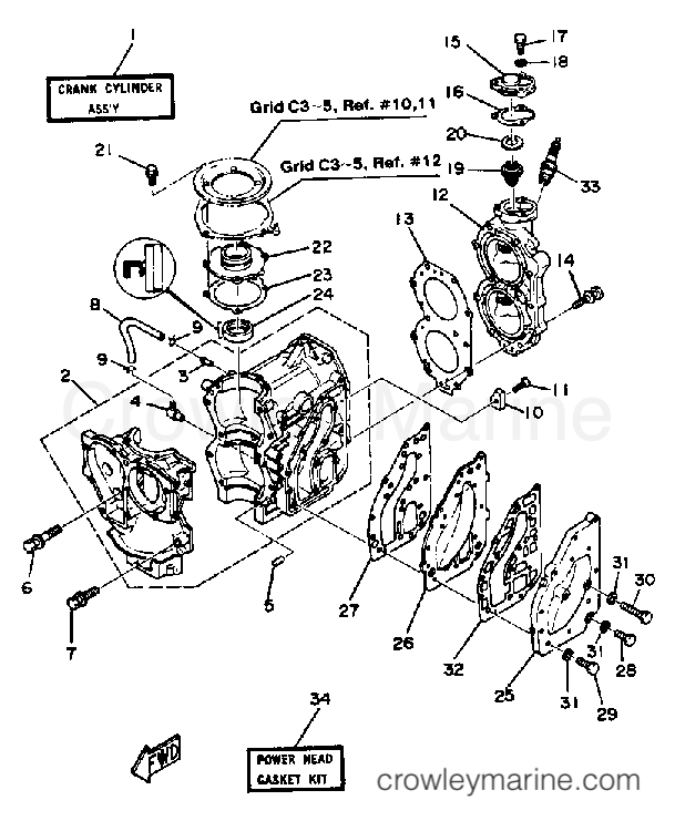 Yamaha Motors 30ELN - CRANKCASE CYLINDER