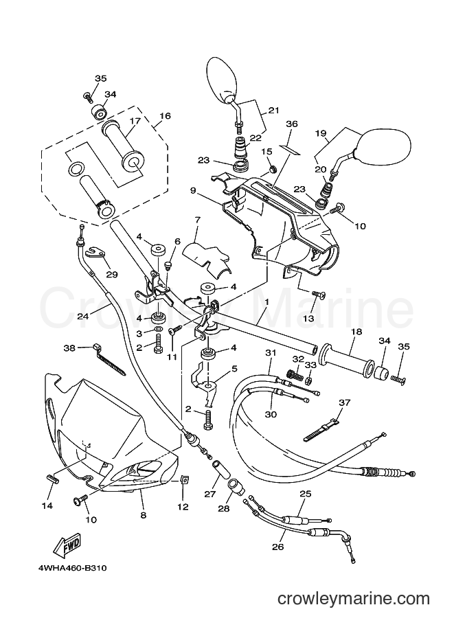 2003 Street Bike V110E - V110E (4WHA) [010] - STEERING HANDLE & CABLE