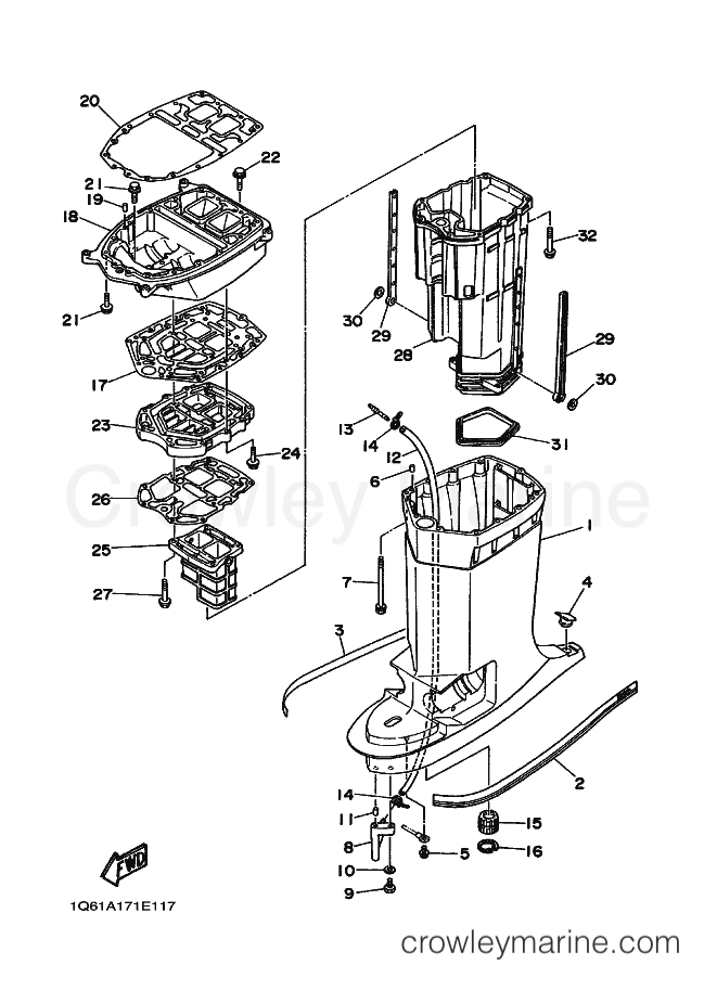 Yamaha Motors 250A (61A0) [010] - UPPER CASING