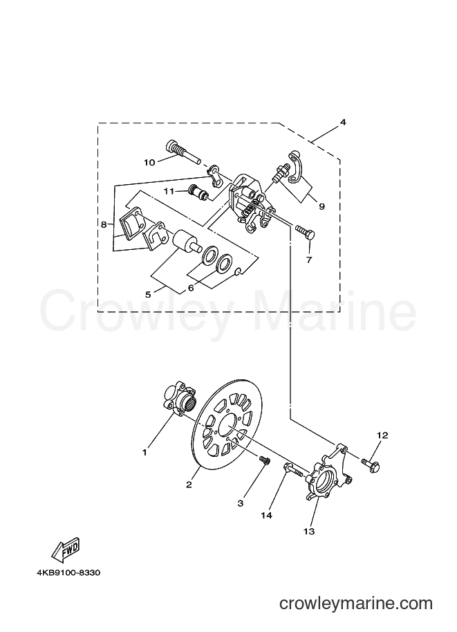 2000 ATV YFM350FW-X - YFM350FW-X (4KBJ) [010] - REAR BRAKE CALIPER