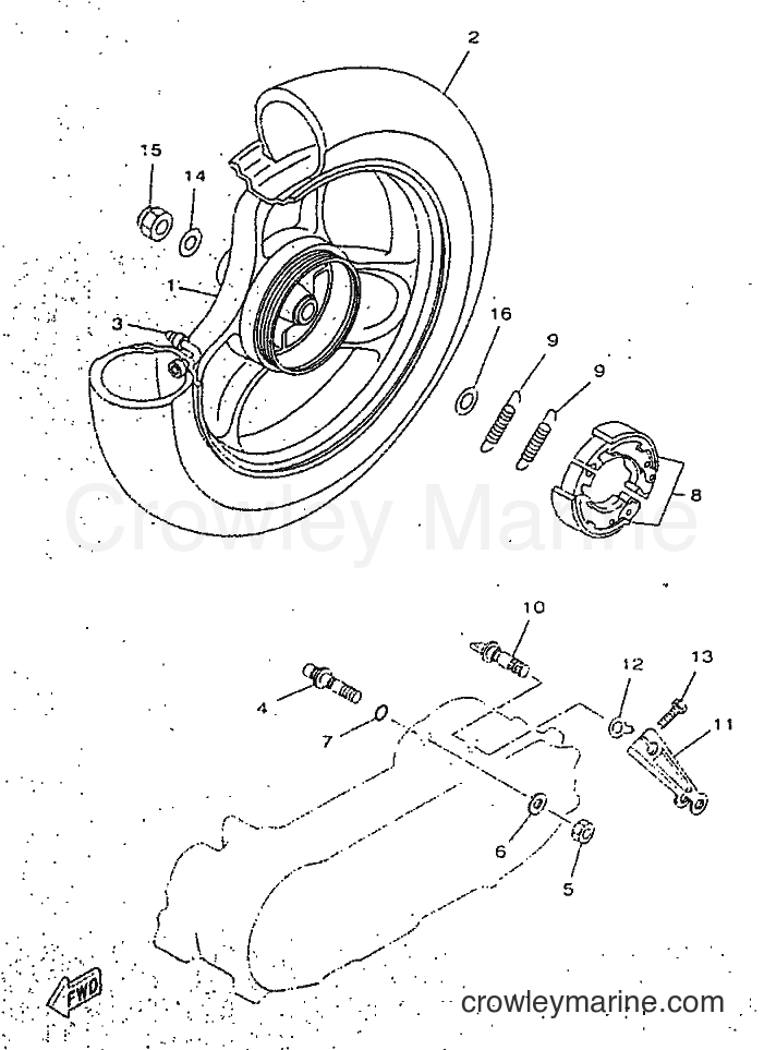 1998 Scooter YN50 - YN50 (5BW1) [010] - REAR WHEEL