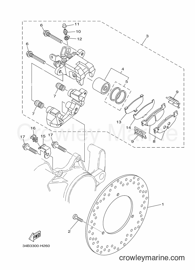 Yamaha Motors YP400A (34BE) [040] - REAR BRAKE CALIPER
