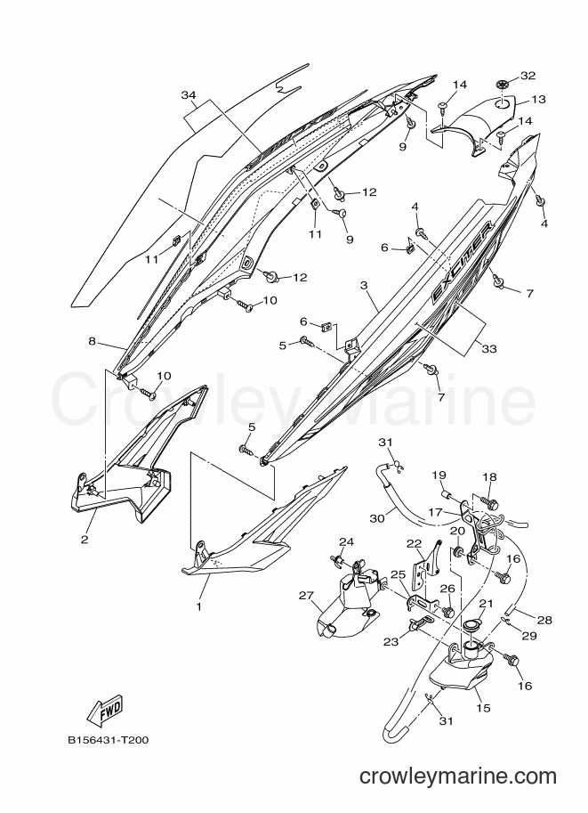 2018 Scooter T150 - T150 (B156) [010] - SIDE COVER