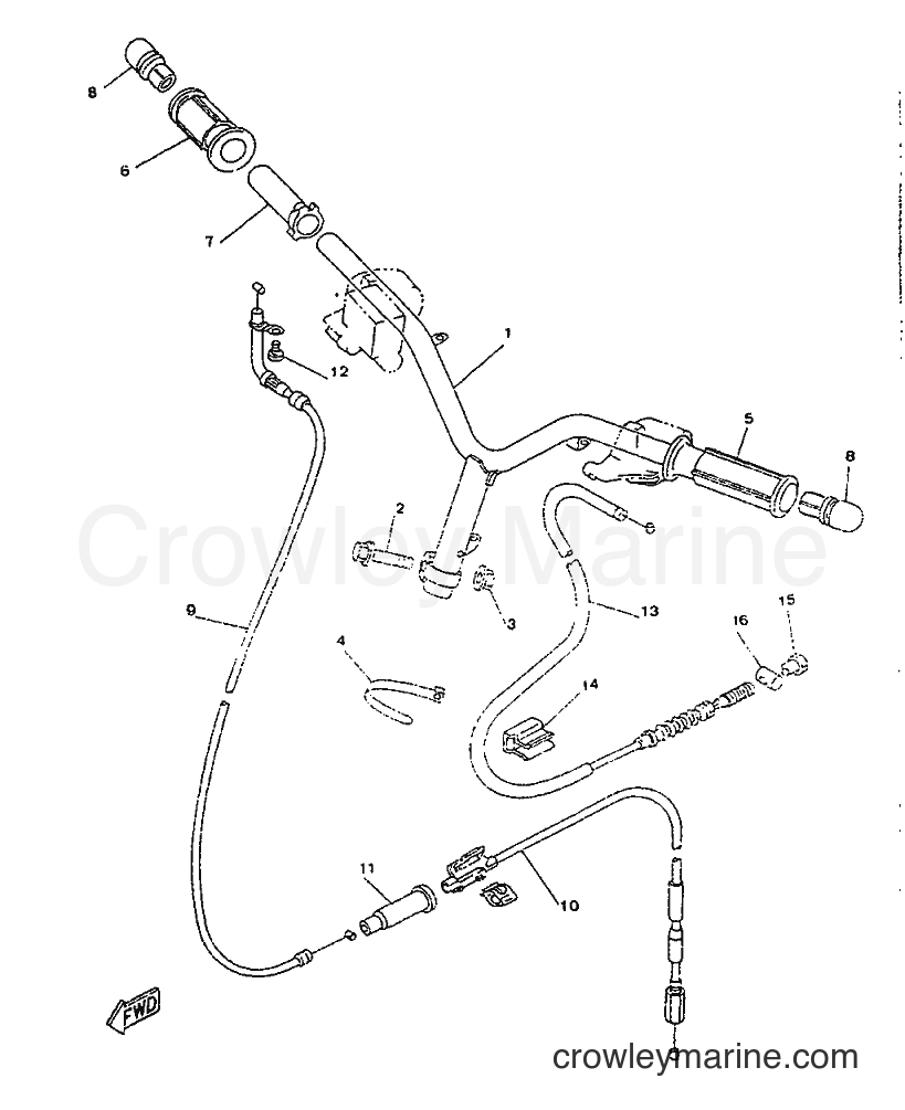 1996 Scooter YA50M - YA50M (5AK1) [999] - STEERING HANDLE & CABLE