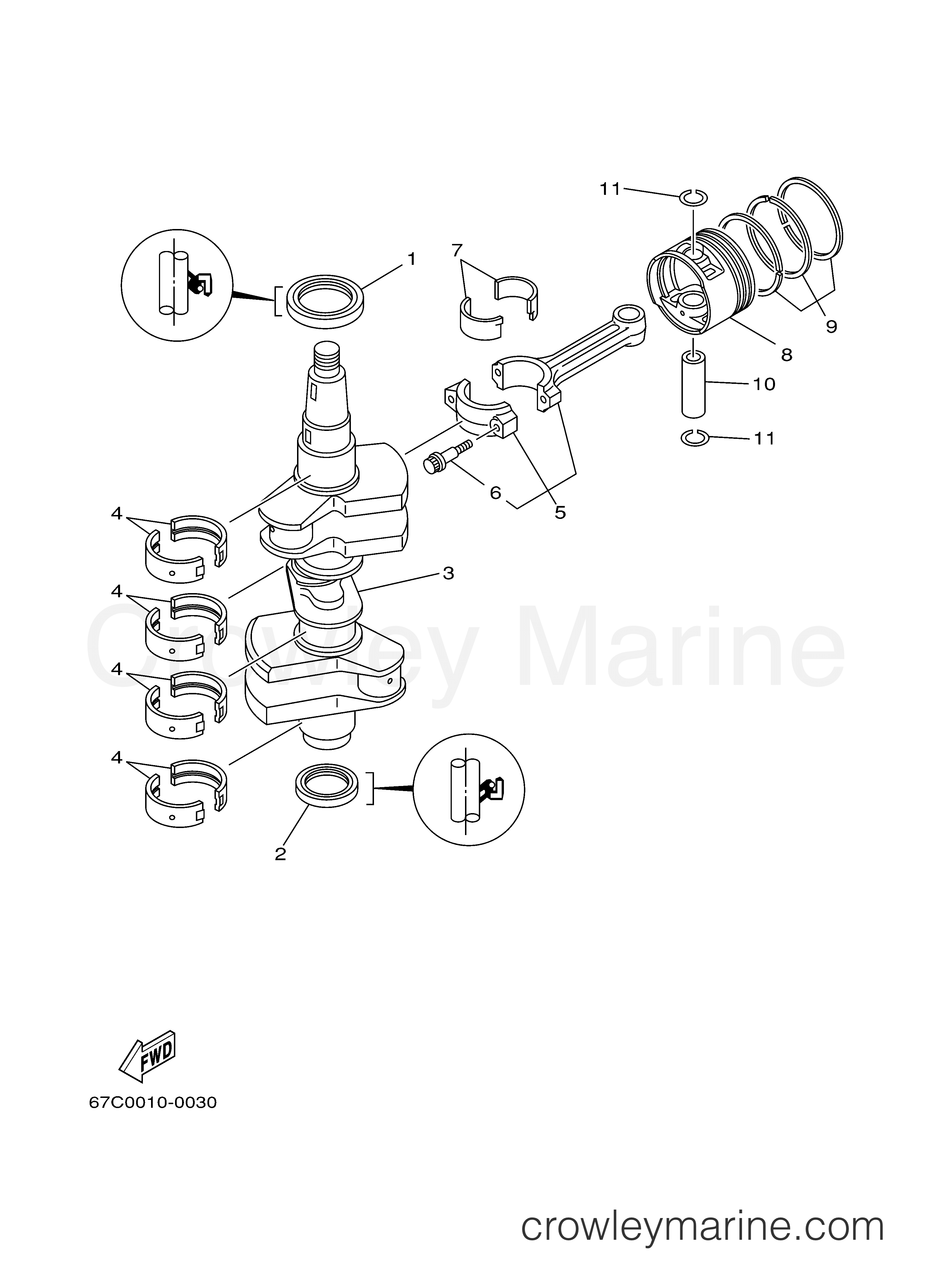 Yamaha Motors F40MLHZ - CRANKSHAFT PISTON