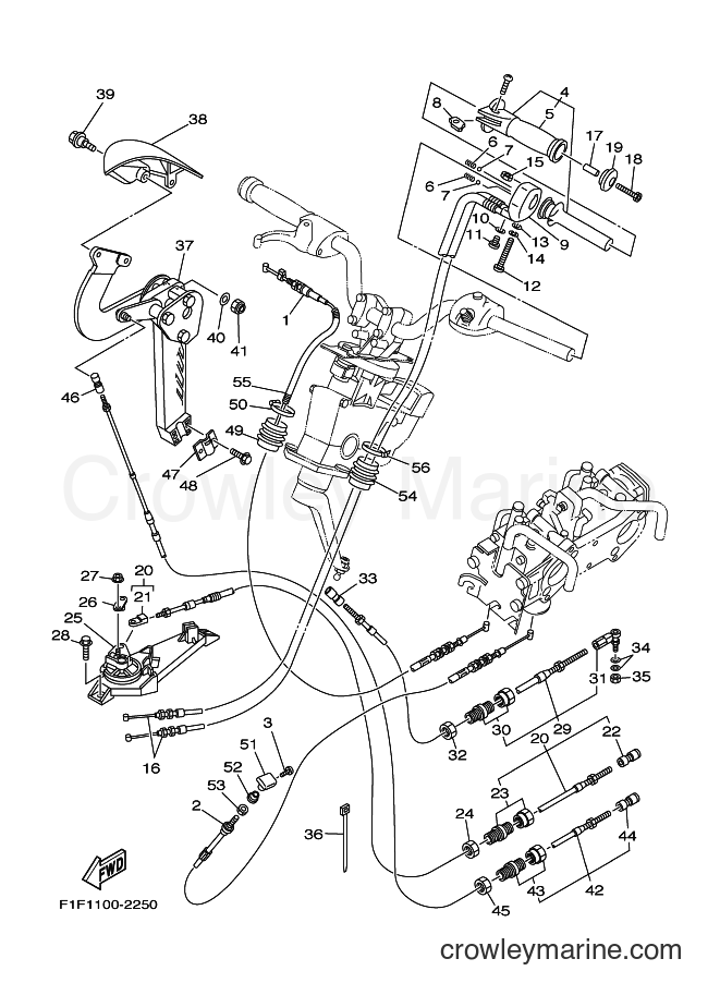 Yamaha Motors JET FOR F1F (60GA) [020] - CONTROL CABLE