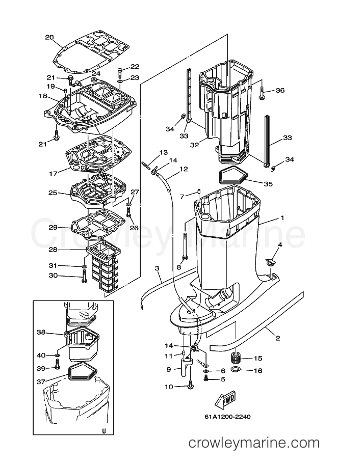 Yamaha Motors 250AETOX (61A2) [160] - UPPER CASING