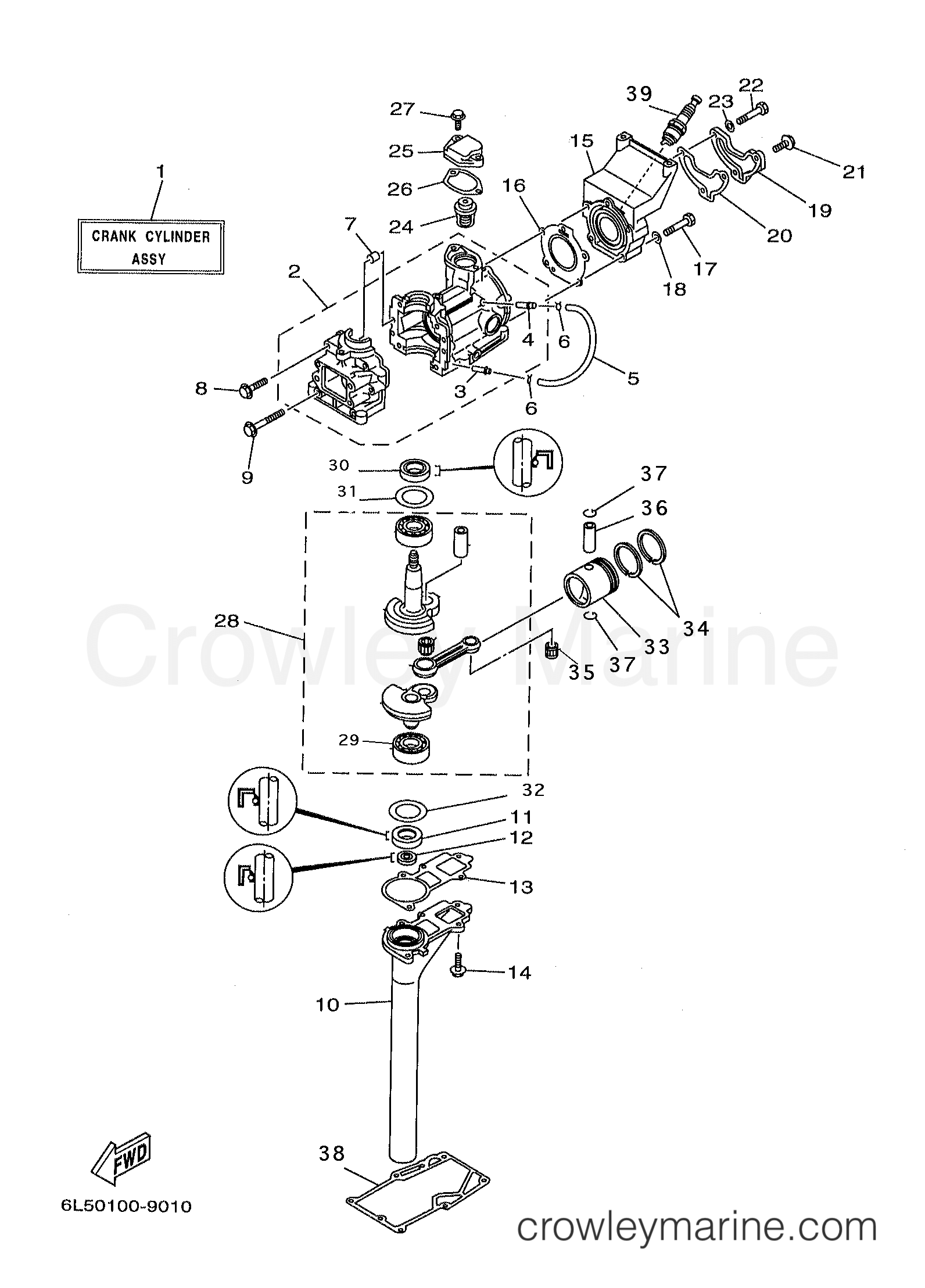 Yamaha Motors 3MSHY - CYLINDER CRANKCASE
