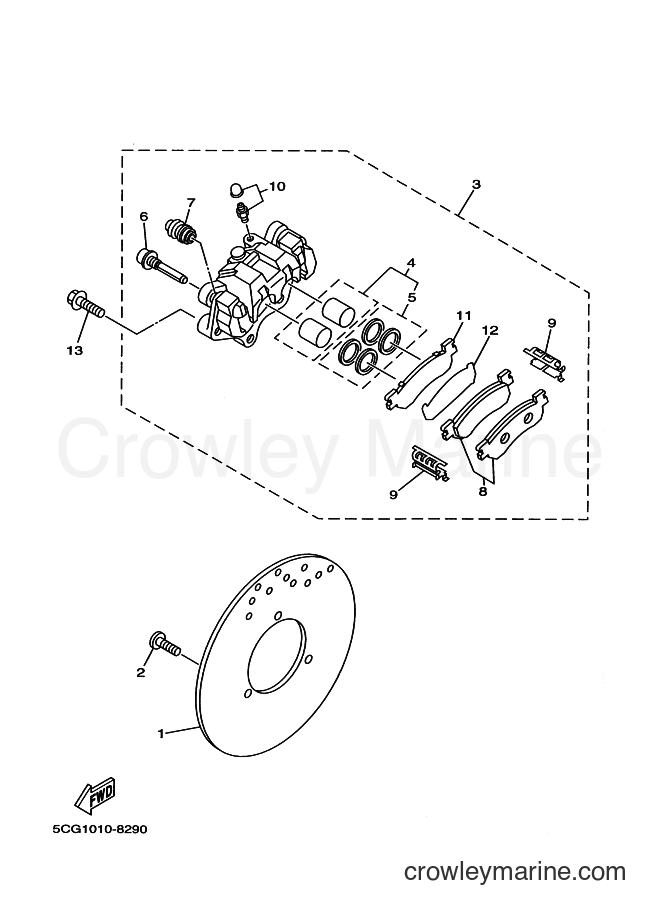 1999 Scooter YP250A - YP250A (5DF3) [080] - REAR BRAKE CALIPER