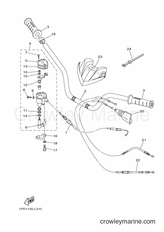 Yamaha Motors YFZ450 (1PD6) [010] - STEERING HANDLE & CABLE