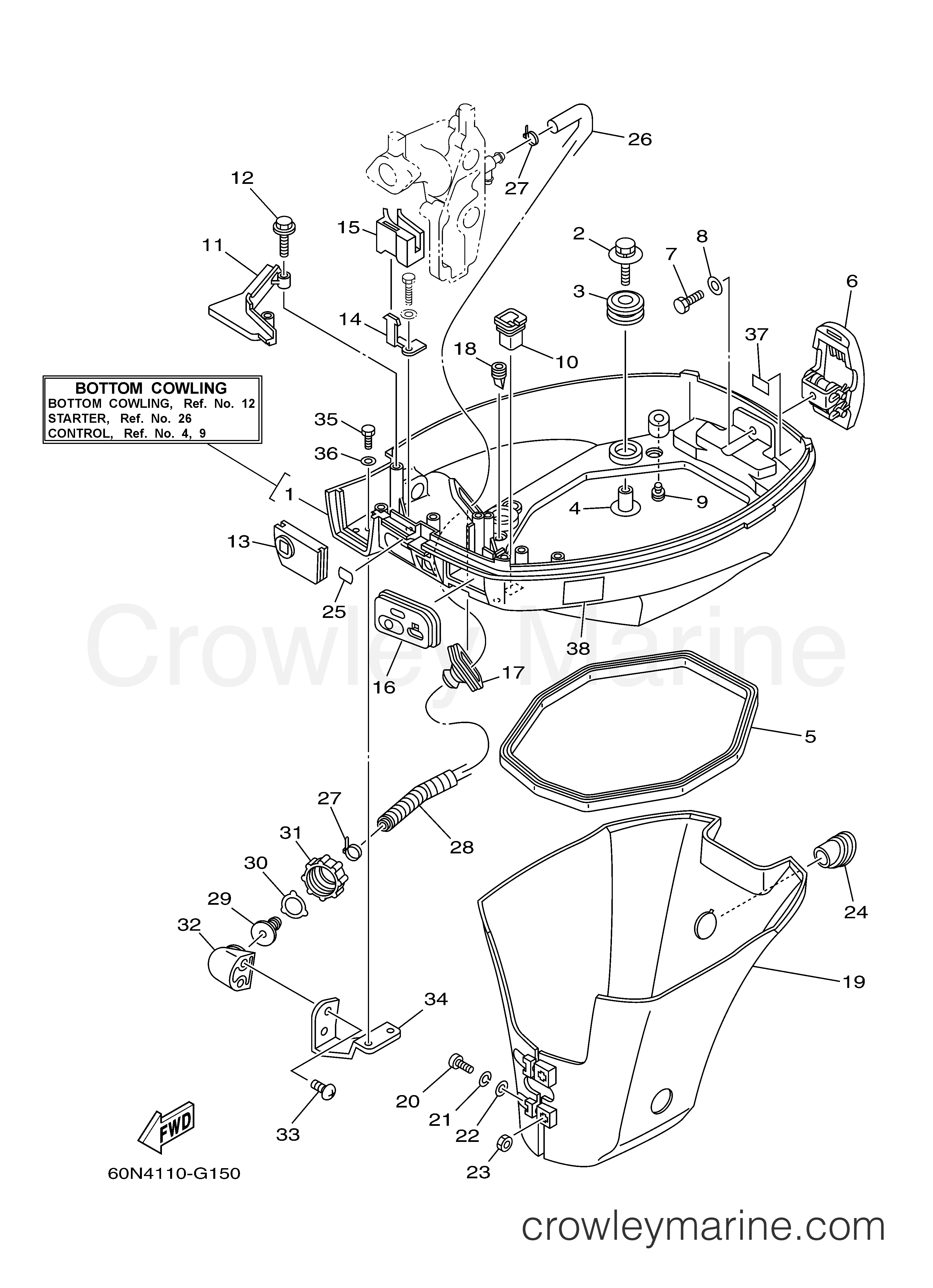 Yamaha Motors F8CMLH - BOTTOM COWLING