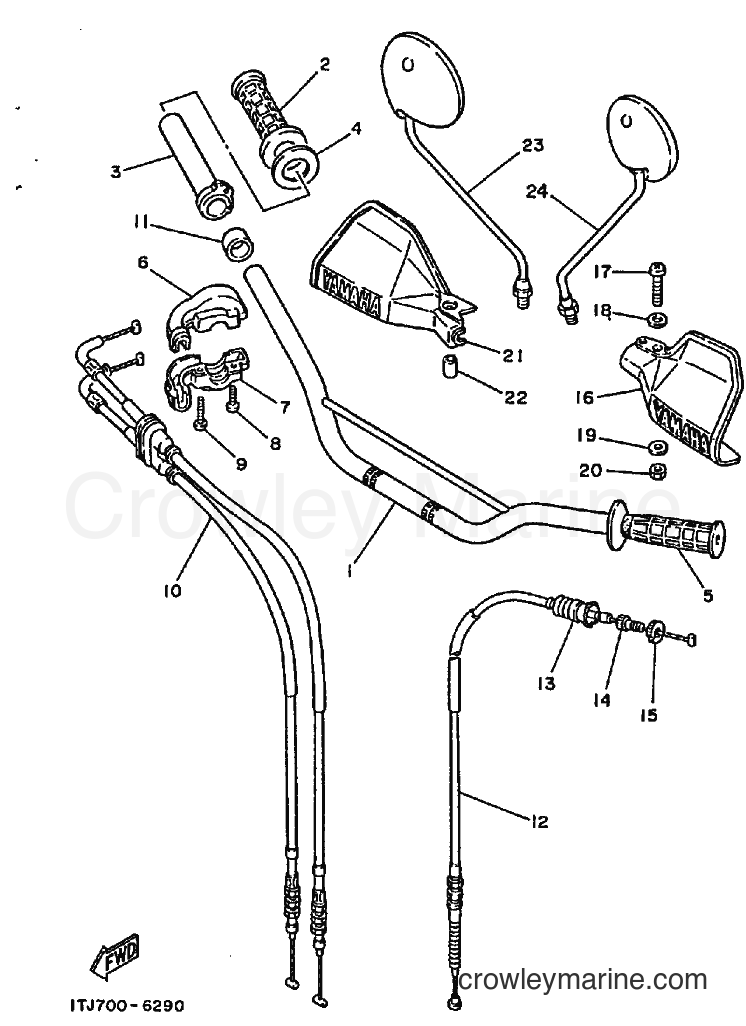 1990 Dirt Bike TT350 - TT350 (3GJ2) [010] - STEERING HANDLE & CABLE