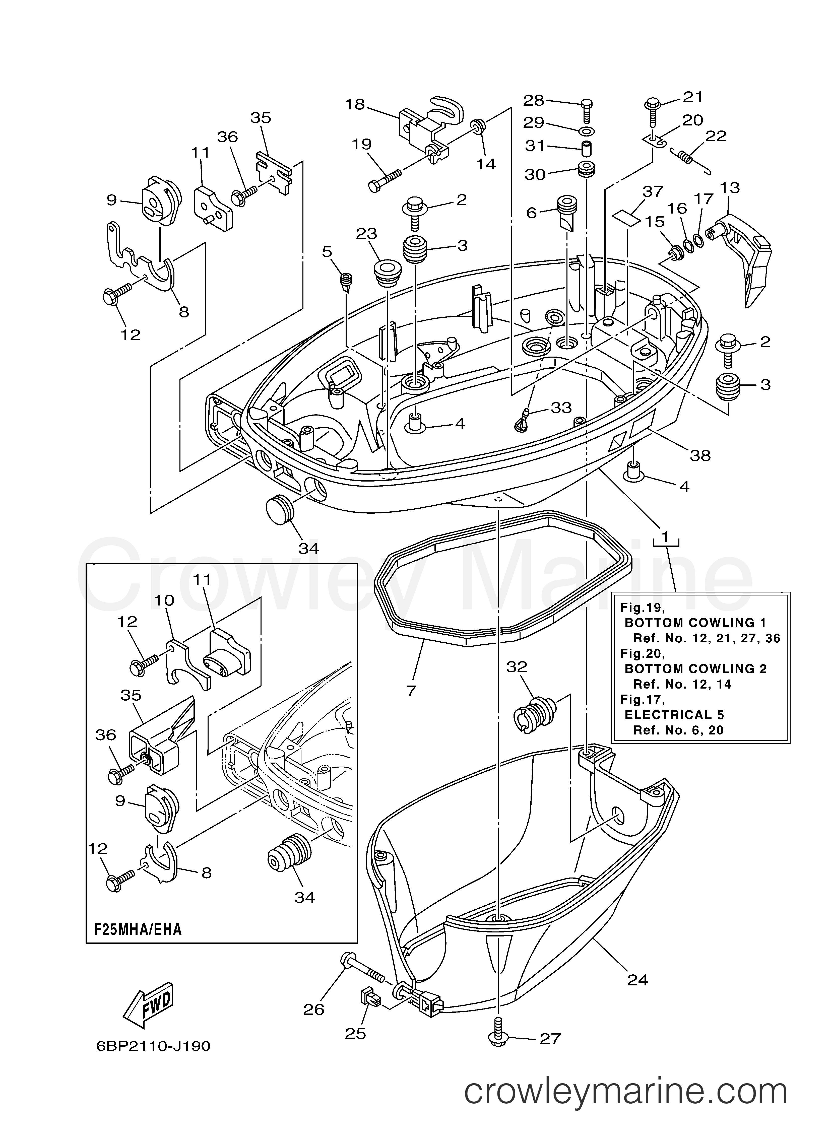 Yamaha Motors F25LEHA - BOTTOM COWLING 1