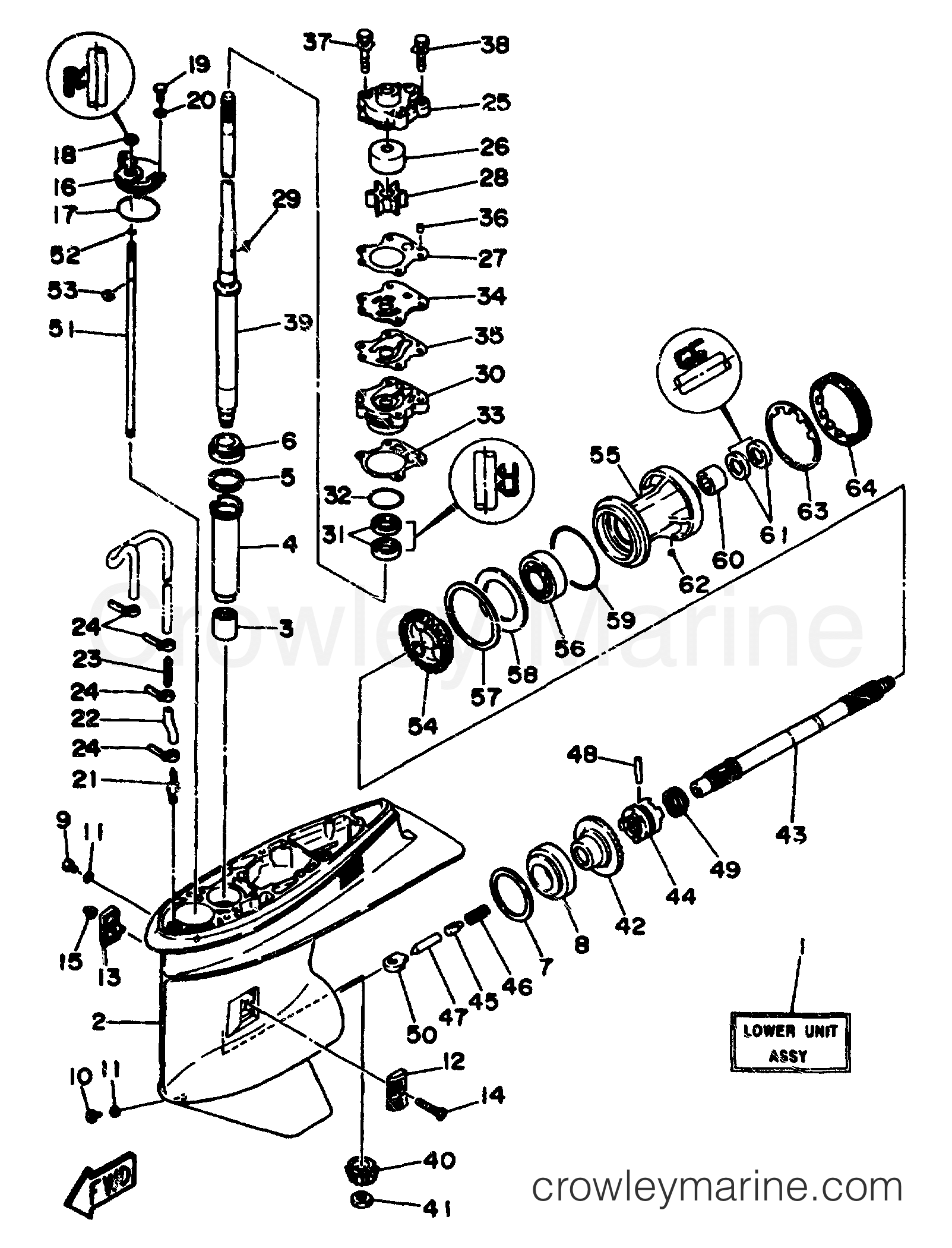 LOWER CASING DRIVE 1 1999 Yamaha Outboard 60hp C60TLRX Crowley Marine