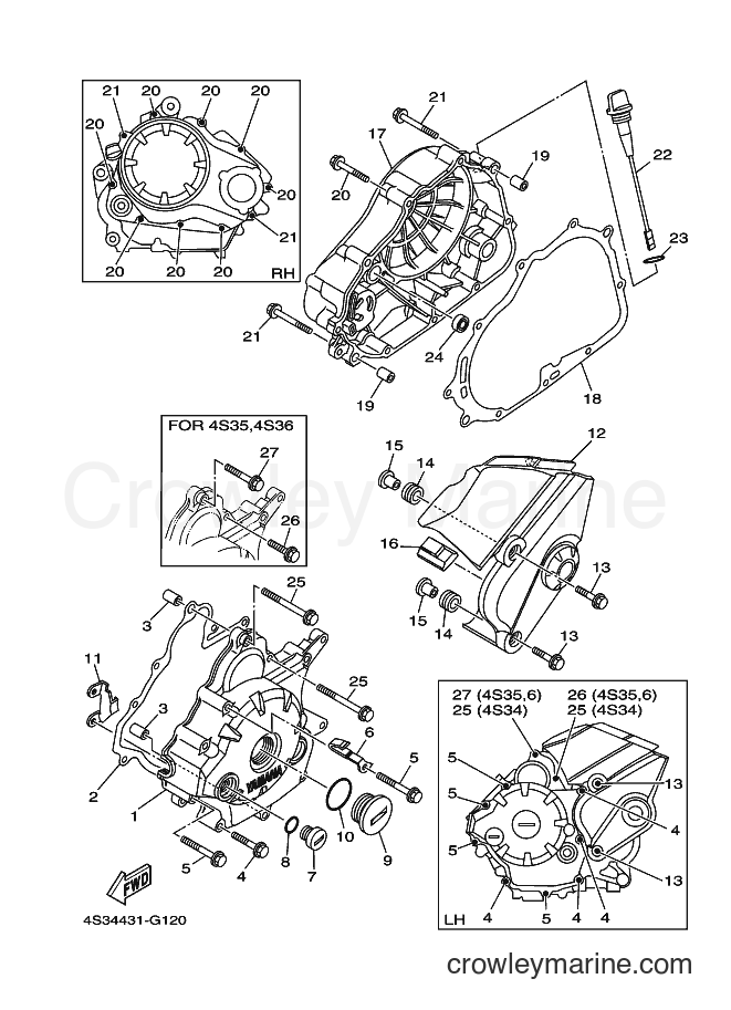 Yamaha Motors JT135 (4S34) [010] - CRANKCASE COVER 1