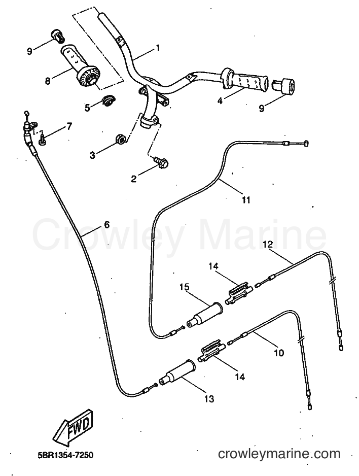 1999 Scooter YQ50 - YQ50 (5HE8) [010] - STEERING HANDLE & CABLE