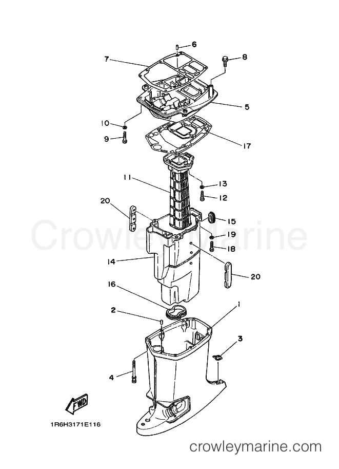 Yamaha Motors 70B (6H30) [020] - UPPER CASING