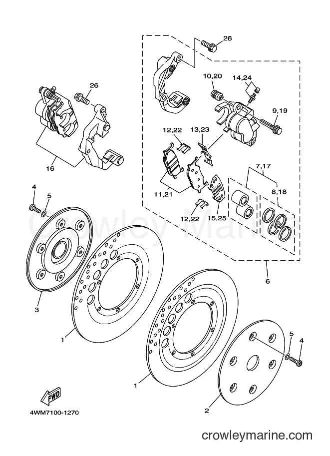 2001 Cruiser XV1600AT - XV1600AT (5GAB) [020] - FRONT BRAKE CALIPER