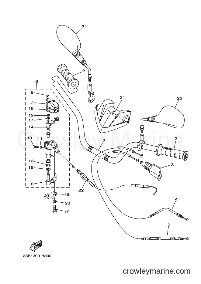 Yamaha Motors YFM250R (33B7) [010] - STEERING HANDLE & CABLE