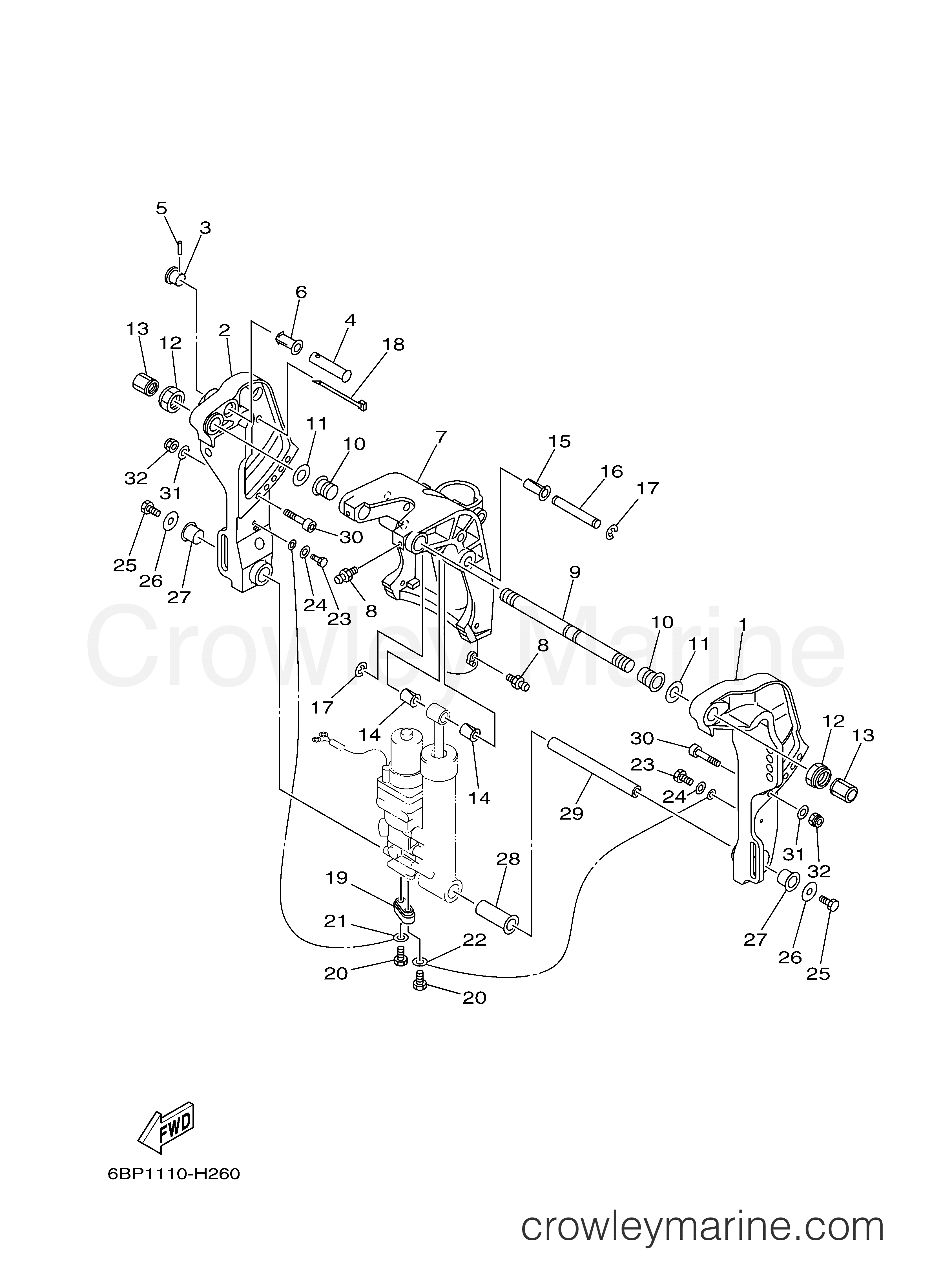Yamaha Motors F25LA - BRACKET 1