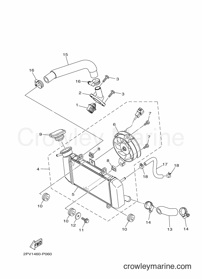 2017 Scooter T150 - T150 (2PV8) [010] - RADIATOR & HOSE