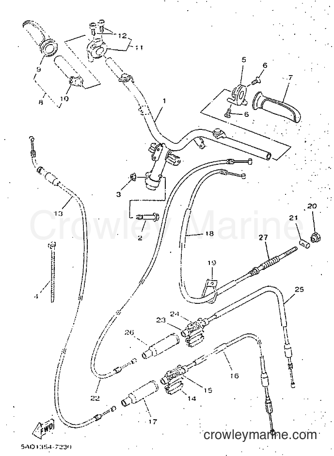 1998 Scooter YN50 - YN50 (5BV1) [999] - STEERING HANDLE & CABLE