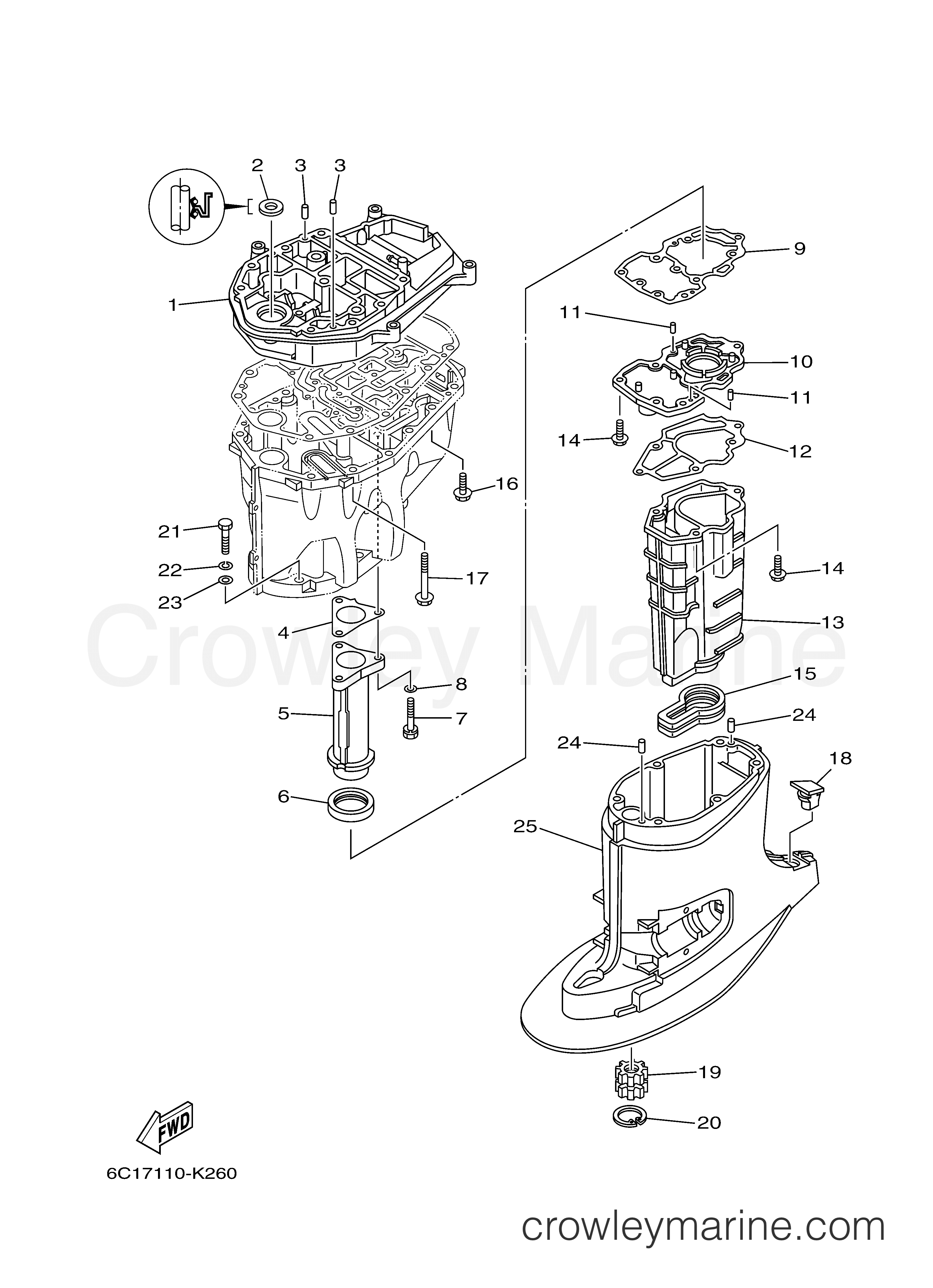 Yamaha Motors T60TLR - UPPER CASING