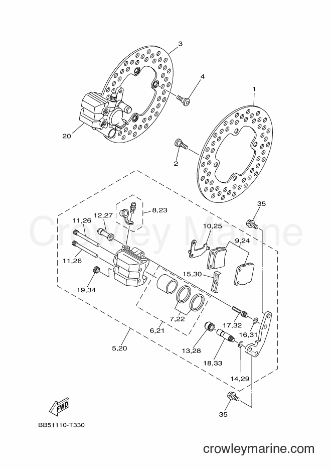 2018 ATV YFM450FWBD - YFM450FWBD (BB5A) [010] - FRONT BRAKE CALIPER
