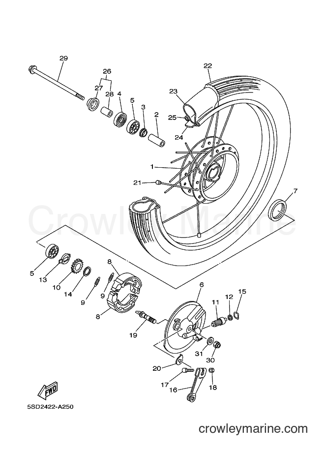 Yamaha Motors T105E (5SD2) [010] - FRONT WHEEL