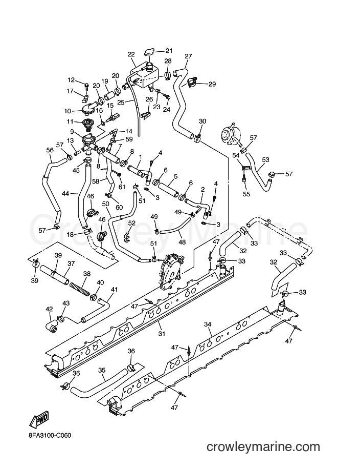 2004 Snowmobile RX10 - RX10 (8FA3) [020] - RADIATOR & HOSE