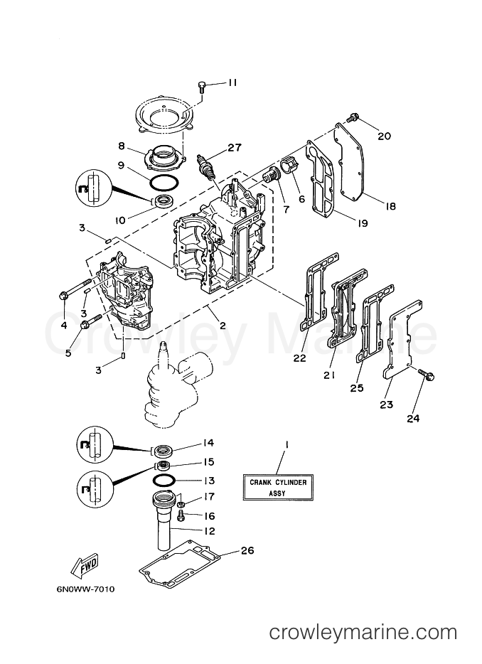 Yamaha Motors 6C (6M8) [99A] - CYLINDER & CRANKCASE