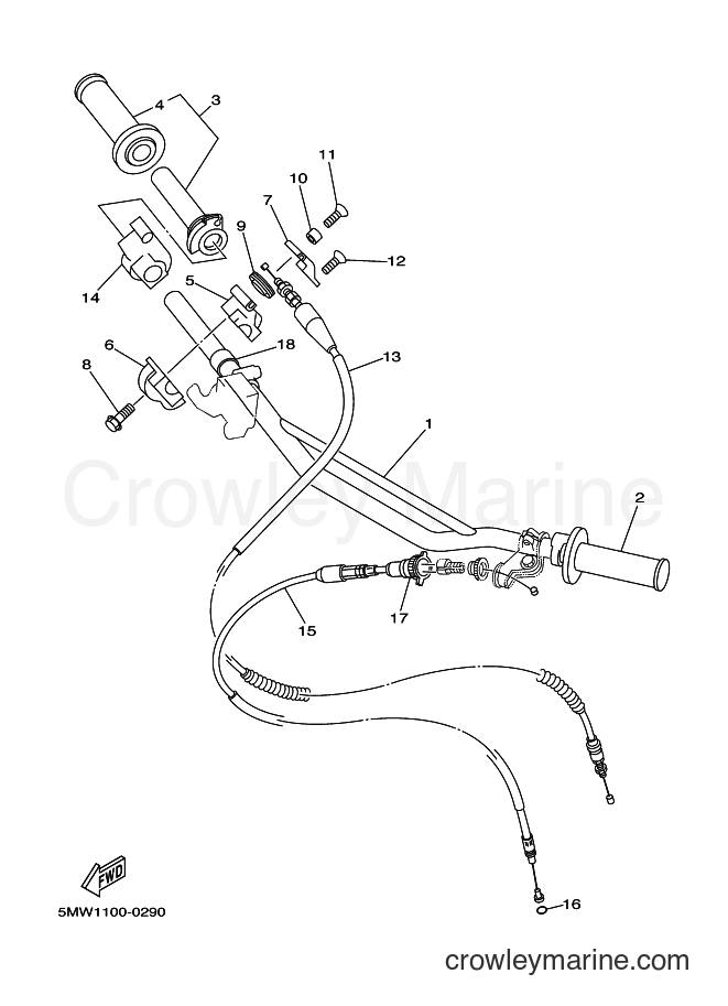 2000 Dirt Bike YZ250 - YZ250 (5HC1) [020] - STEERING HANDLE & CABLE