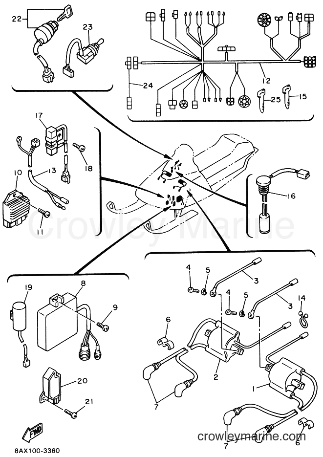 1993 Snowmobile VX750 - VX750 (8AX1) [040] - ELECTRICAL 1