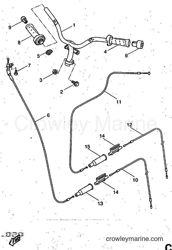 1997 Scooter YQ50 - YQ50 (5DP1) [999] - STEERING HANDLE & CABLE