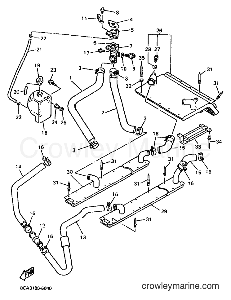 1996 Snowmobile VX600E - VX600E (8CF3) [020] - RADIATOR & HOSE