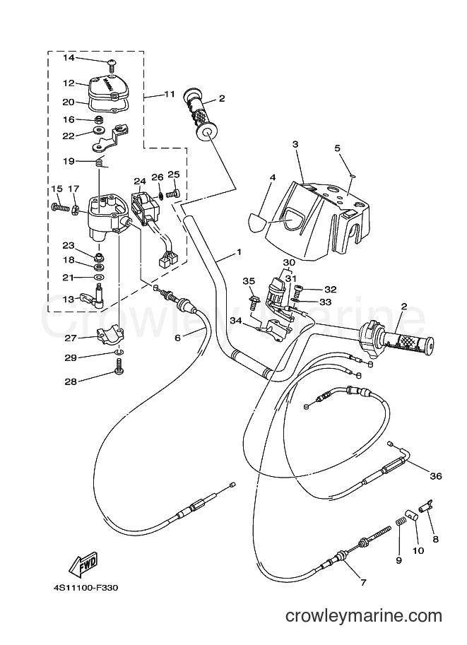 2010 ATV YFM400FWN - YFM400FWN (4S1E) [010] - STEERING HANDLE & CABLE