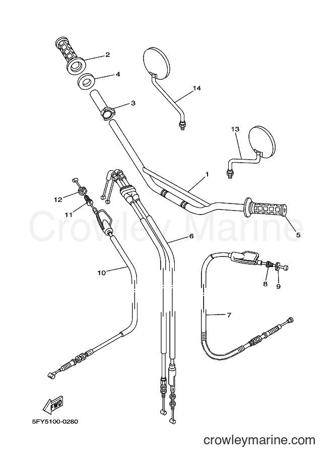 2000 Dirt Bike TW200E - TW200E (5FY7) [010] - STEERING HANDLE & CABLE