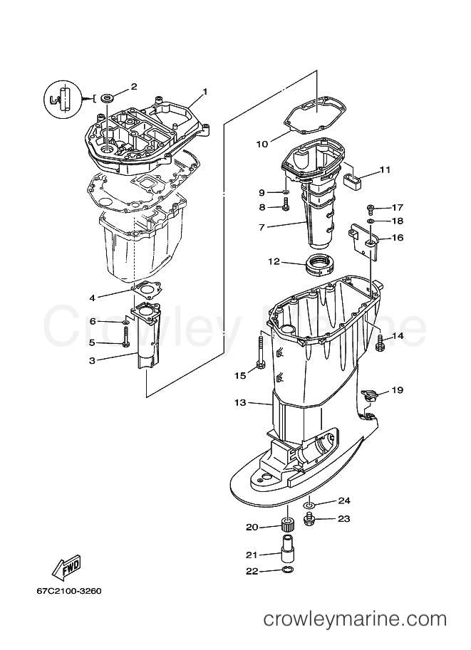 Yamaha Motors F30AETL (69H4) [340] - UPPER CASING